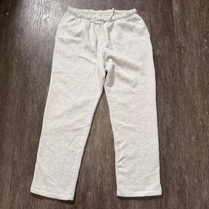 SKIMS Fleece Lounge Straight Leg Pants Women Large Light Heather Grey NWT